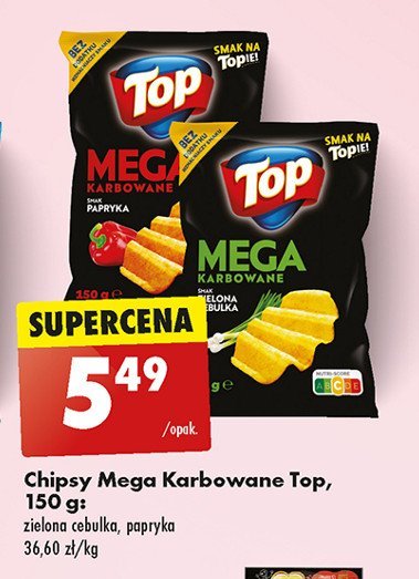 Chipsy karbowane zielona cebulka Top chips Top (biedronka) promocja