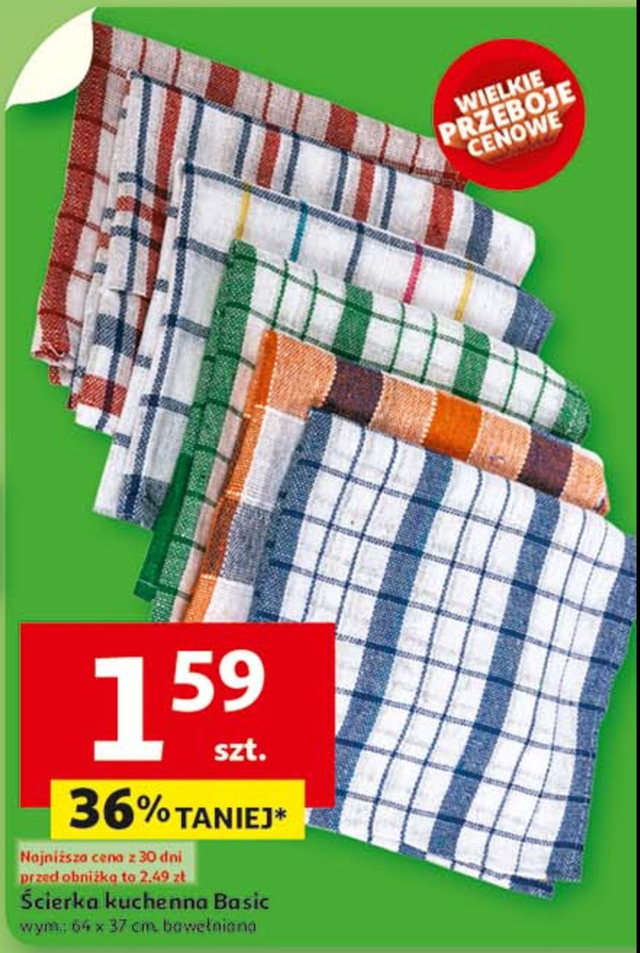 Ścierka kuchenna basic 64 x 37 cm promocja w Auchan