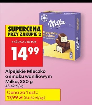 Czekolada Alpejskie Mleczko o smaku waniliowym Milka promocja w Biedronka