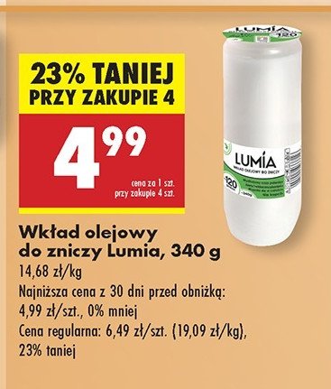 Wkład olejowy do zniczy 120 Lumia promocja w Biedronka