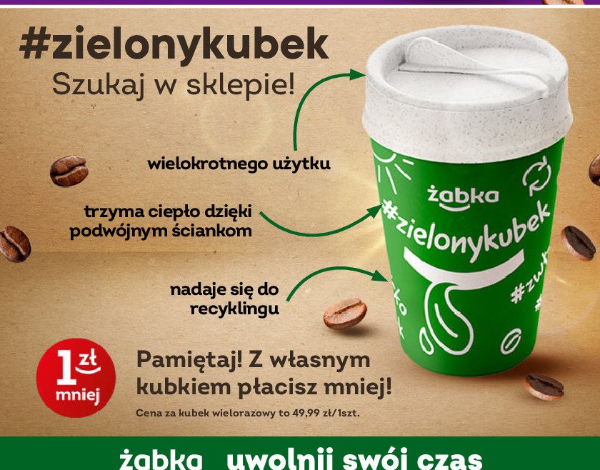 Zielony kubek 呕abka cafe promocja