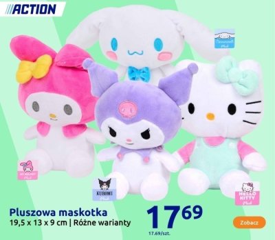 Pluszowa maskotka różne warianty (Sanrio, Cinnamoroll, My Melody, Kuromi, Hello Kitty) promocja w Action