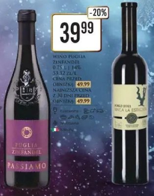 Wino Puglia Zinfandel 0,75 L 14% promocja w Dino