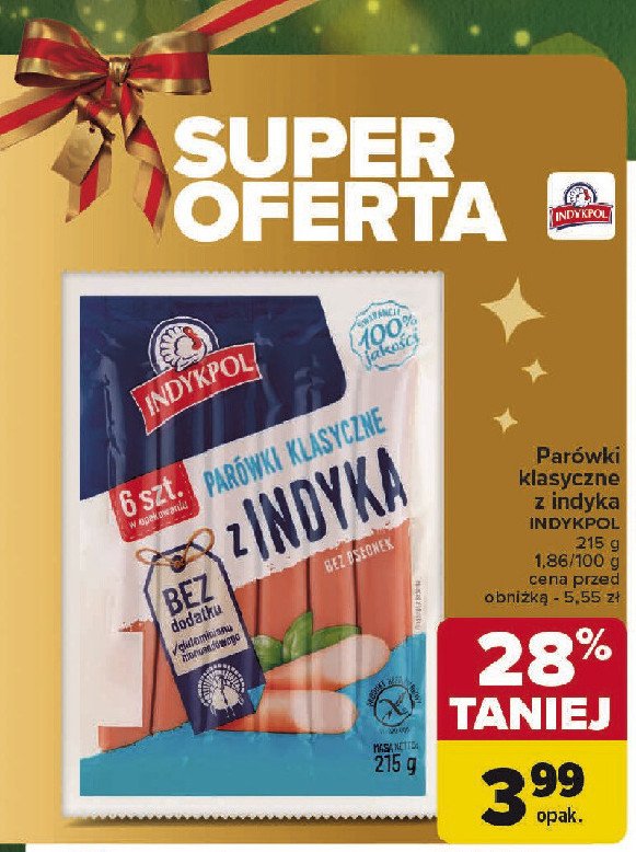 Parówki z indyka klasyczne Indykpol promocja