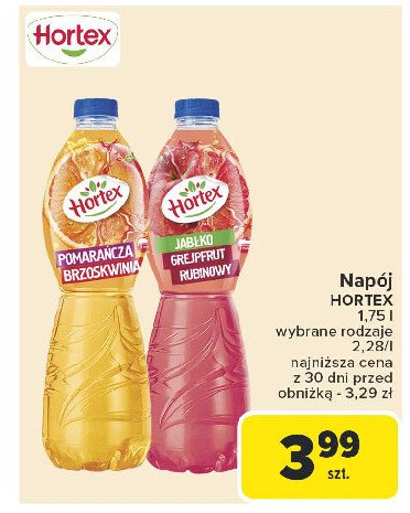 Napój jabłko-grejpfrut rubinowy Hortex promocja w Carrefour