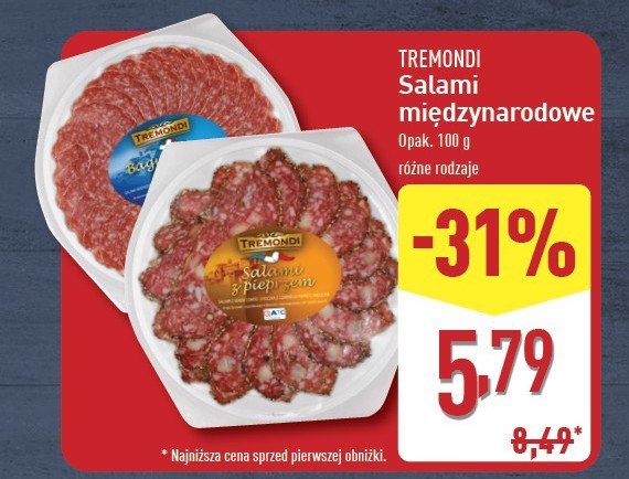 Salami francuskie bagiet0kowe Tremondi promocja w Aldi