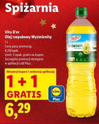 Olej rzepakowy wyśmienity Vita D'or promocja w Lidl
