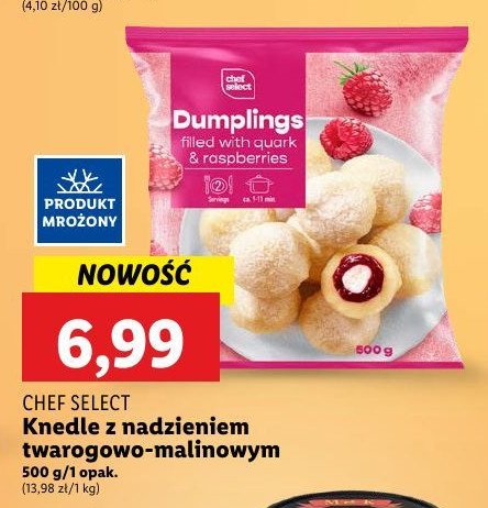 Knedle z nadzieniem twarogowo-malinowym Chef select promocja