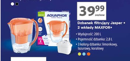 Dzbanek jasper 2.8 l limonkowy + 2 wkłady b25 maxfor Aquaphor promocja w Auchan