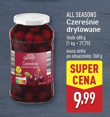 Czereśnie drylowane All seasons promocja w Aldi