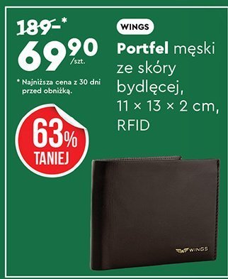 Portfel męski ze skóry bydlęcej promocja w Biedronka