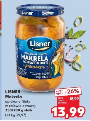 Makrela opiekane filety w zalewie octowej premium Lisner promocja w Kaufland