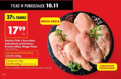 Filet z kurczaka świeży pakowany próżniowo Mega Paka promocja w Biedronka