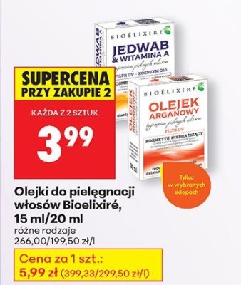 Olejki do pielęgnacji włosów Bioelixire, 15 ml/20 ml promocja w Biedronka