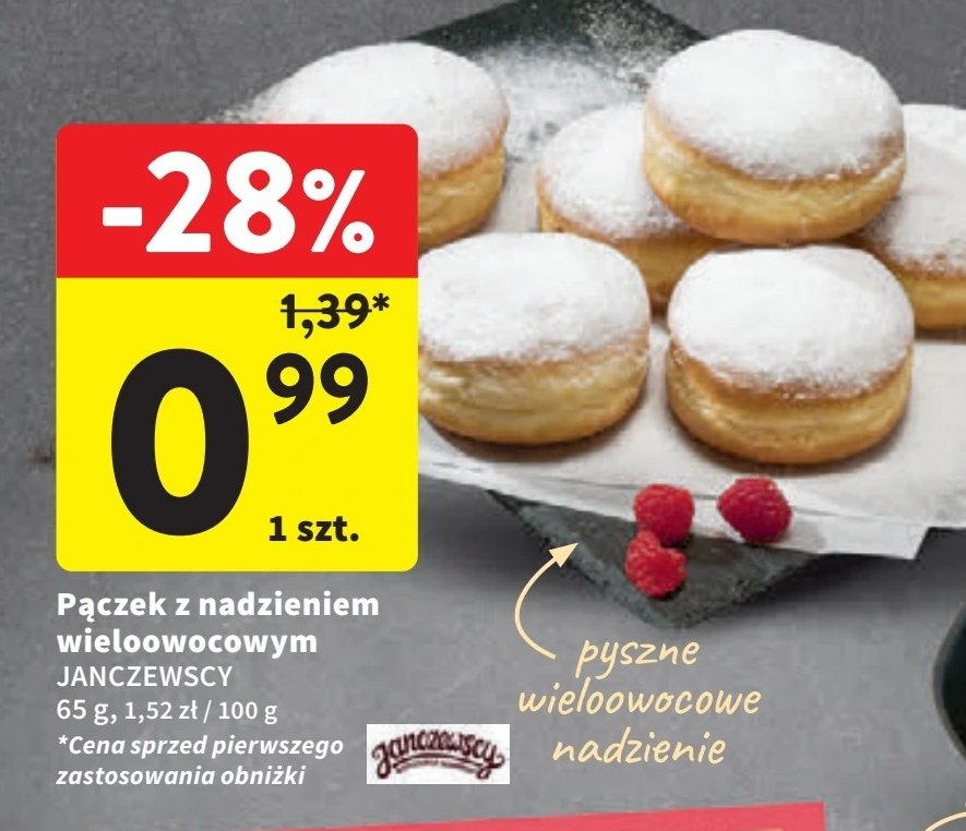 Pączek z nadzieniem wieloowocowym Janczewscy promocja w Intermarche