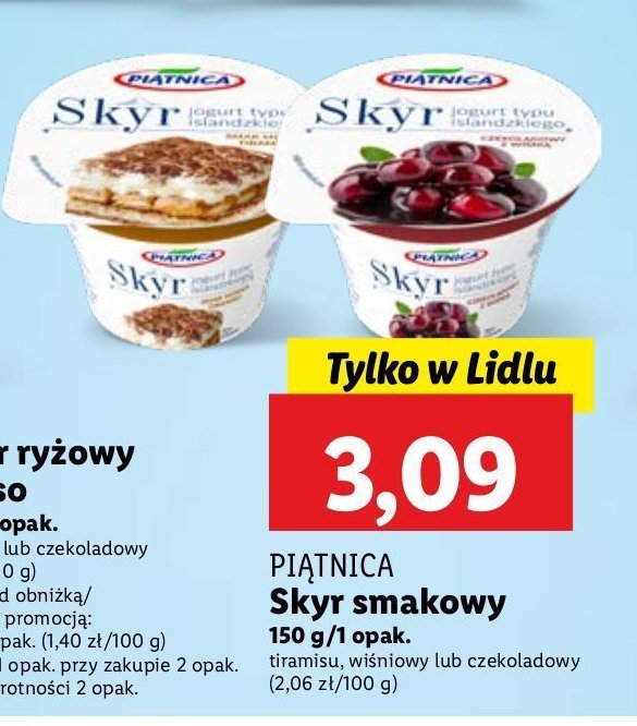 Jogurt wiśnia z kawałkami czekolady Piątnica skyr promocja