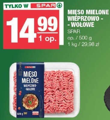 Mięso mielone wieprzowo - wołowe SPAR promocja w SPAR