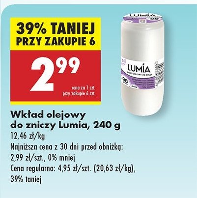 Wkład olejowy do zniczy 240 g 96 h Lumia promocja w Biedronka
