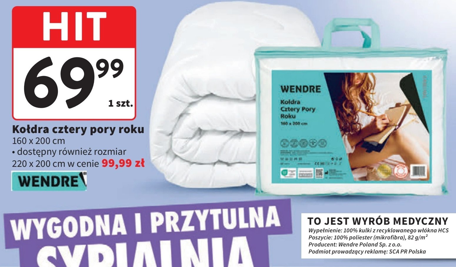 Kołdra cztery pory roku 160 x 200 cm Wendre promocja w Intermarche