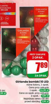 Girlanda bombki 10 LED różne kolory promocja w Dino