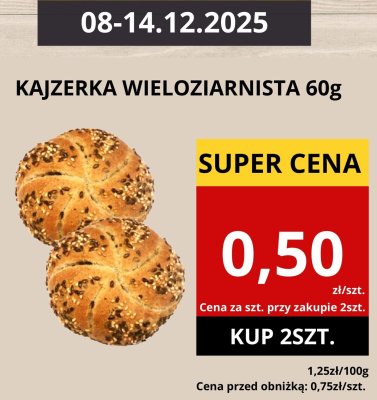 Kajzerka wieloziarnista 60g promocja w Supeco