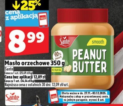 Masło orzechowe Sante 350 g promocja w TOPAZ
