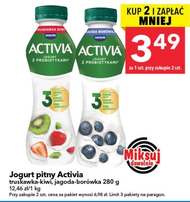 Jogurt pitny Activia truskawka-kiwi 280g promocja w LEWIATAN