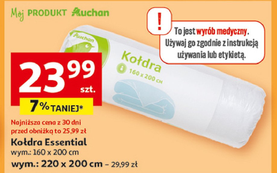 Kołdra essential 160 x 200 cm Auchan promocja w Auchan