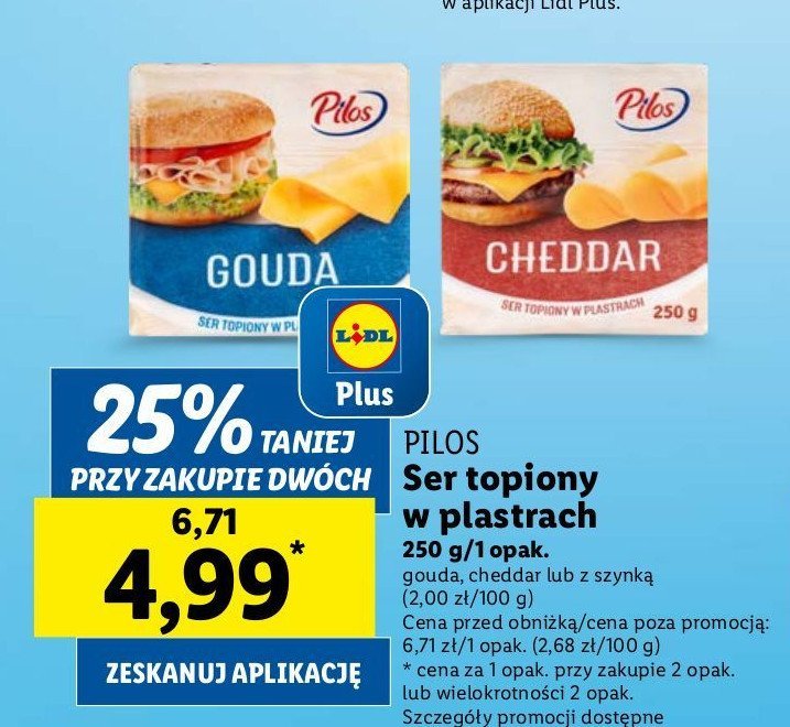 Ser topiony cheddar Pilos promocja