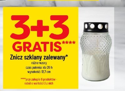 Znicz szklany zalewany różne wzory 3+3 gratis promocja w POLOmarket