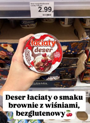 Deser łaciaty o smaku brownie z wiśniami bezglutenowy promocja w Dino