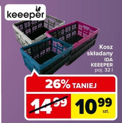 Kosz składany ida 32 l szary Keeeper promocja