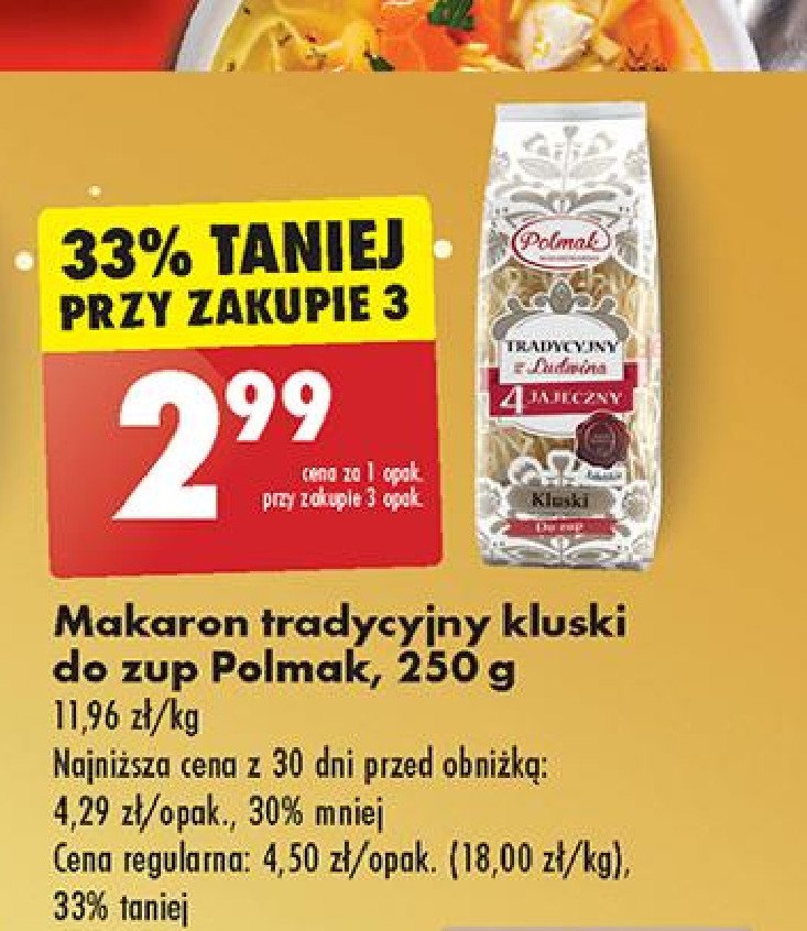 Makaron 4-jajeczny kluski Polmak promocja w Biedronka