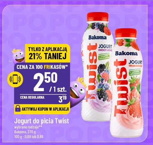 Jogurt owoce leśne Bakoma twist promocja w POLOmarket