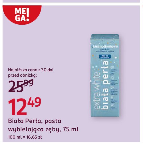 Pasta do zębów biel i odbudowa Biała perła extra white promocja