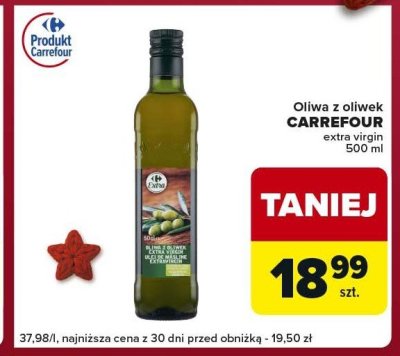 Oliwa z oliwek extra virgin CARREFOUR 500ml promocja w Globi