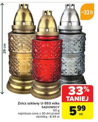 Znicz szklany U-553 miks SADOWSCY promocja w Carrefour Market