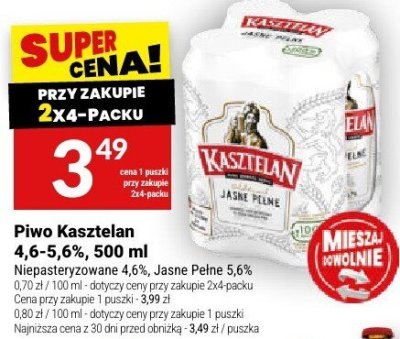 Piwo Kasztelan 4,6-5,6% promocja w Twój Market