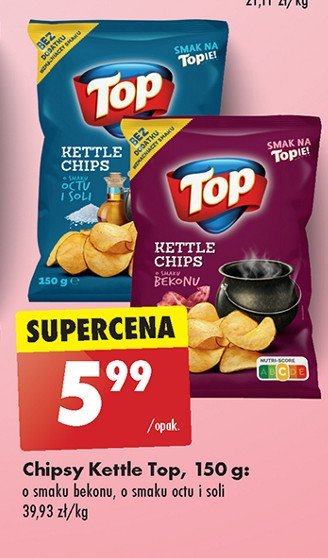 Chipsy kettle o smaku bekonu Top chips Top (biedronka) promocja