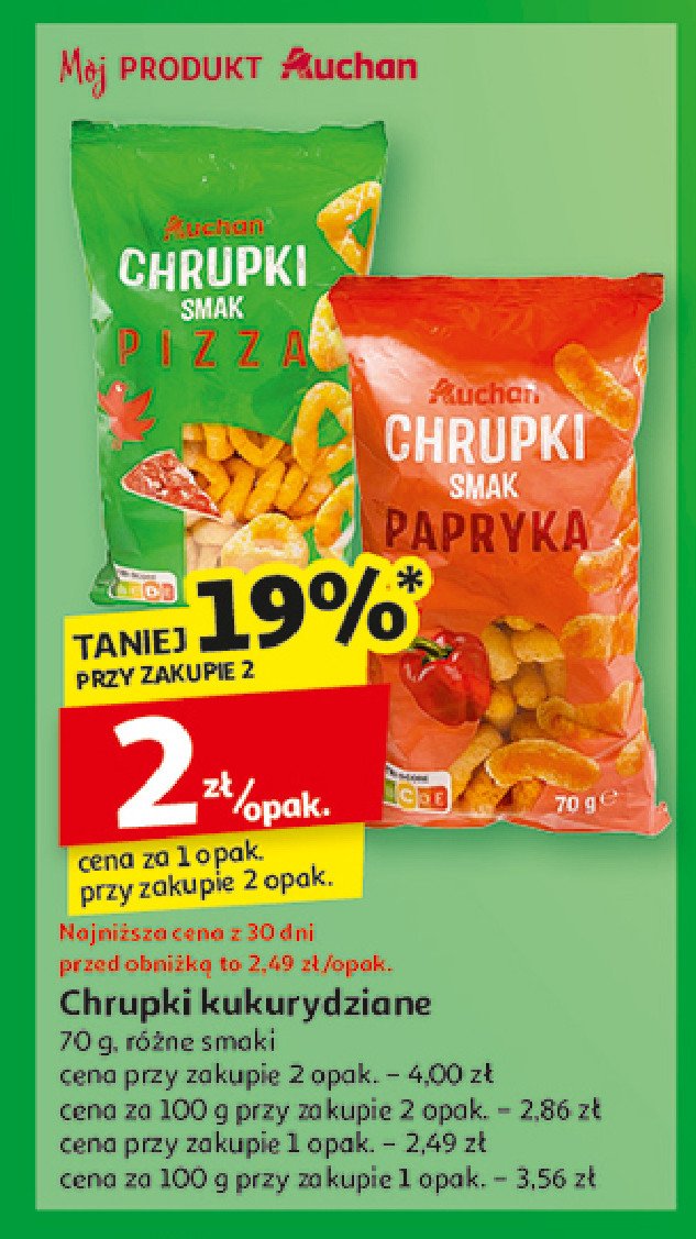 Chrupki pizza Auchan różnorodne (logo czerwone) promocja