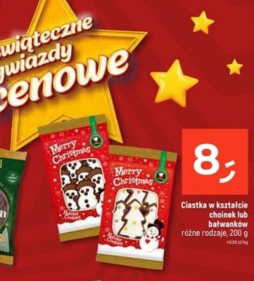 Ciastka w kształcie choinek lub bałwanków różne rodzaje 200g promocja w Dealz