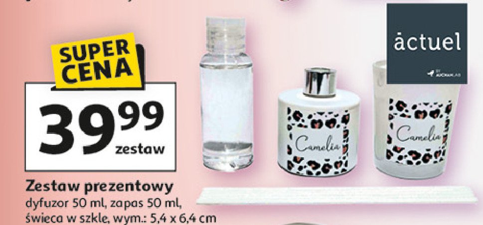 Zestaw prezentowy: dyfuzor 50 ml + zapas 50 ml + świeca w szkle Actuel promocja w Auchan