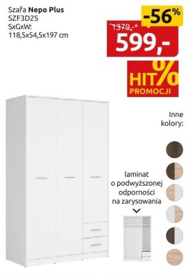 Szafa Nepo Plus SZF3D2S promocja w Black Red White