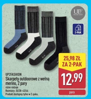 Skarpety outdoorowe z wełną merino UP2FASHION, 2 pary promocja w Aldi