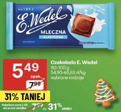 Czekolada E. Wedel mleczna klasyczna promocja w Delikatesy Centrum