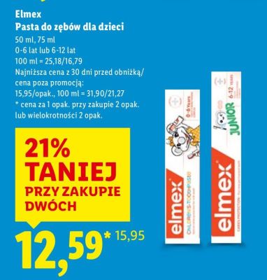 Pasta do zębów dla dzieci Elmex promocja w Lidl