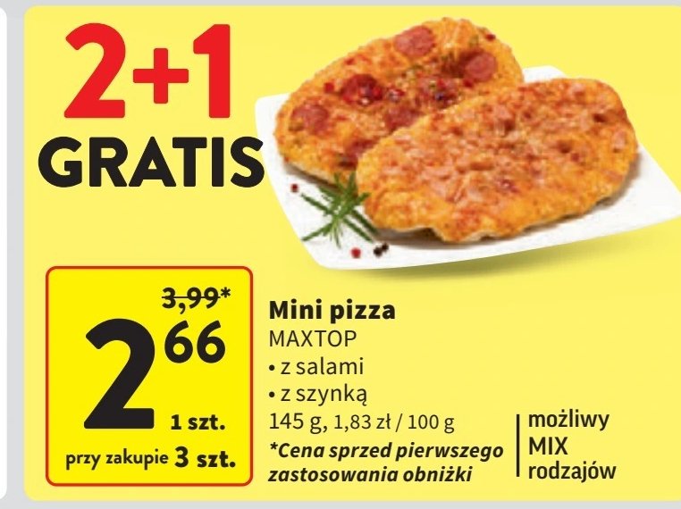 Mini pizza z salami Maxtop promocja w Intermarche