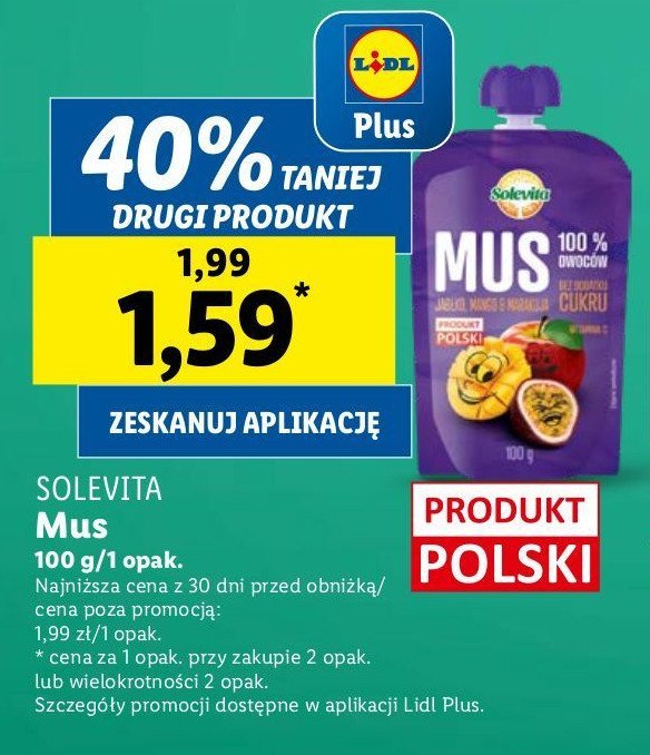 Mus jabłko-mango-marakuja Solevita promocja