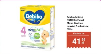 Mleko Bebiko Junior 4 NUTRIflor Expert dla dzieci powyżej 2. roku życia promocja w Biedronka