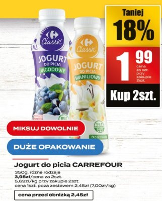 Jogurt do picia CARREFOUR różne rodzaje promocja w Supeco